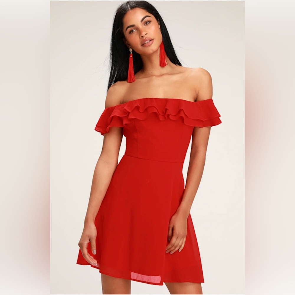 Lulu's Vibrant Red Strapless Dress